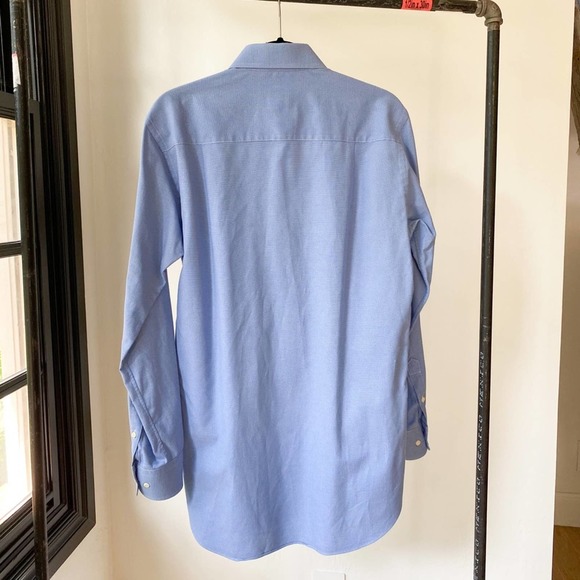 DAVID DONAHUE Men's Blue/White Mirco Houndstooth Trim Fit Shirt sz 16 34/35 - Picture 4 of 11